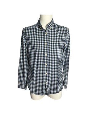 LOGG H&M Button Down Long Sleeve Shirt S Blue Checkered Gingham Cotton Pocket